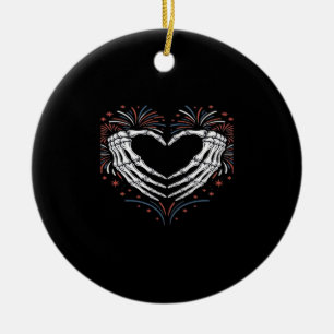 Skeleton Hand Herz 4. US-amerikanischer Patriotike Keramik Ornament