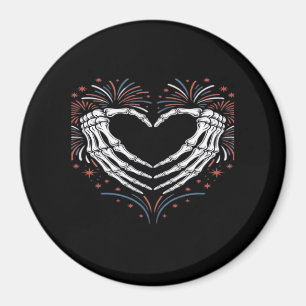 Skeleton Hand Herz 4. US-amerikanischer Patriotike Magnet