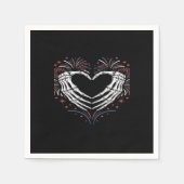 Skeleton Hand Herz 4. US-amerikanischer Patriotike Serviette (Vorderseite)