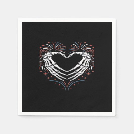 Skeleton Hand Herz 4. US-amerikanischer Patriotike Serviette (Vorderseite)