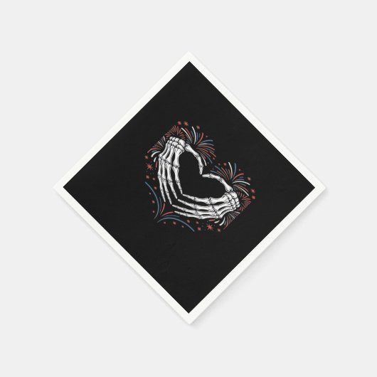 Skeleton Hand Herz 4. US-amerikanischer Patriotike Serviette (Ecke)