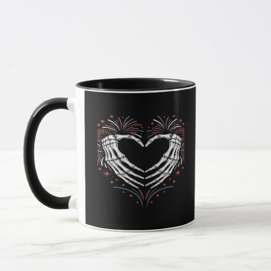 Skeleton Hand Herz 4. US-amerikanischer Patriotike Tasse (Links)