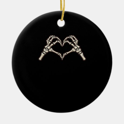 Skeleton Hand Herz Design Keramik Ornament (Vorne)