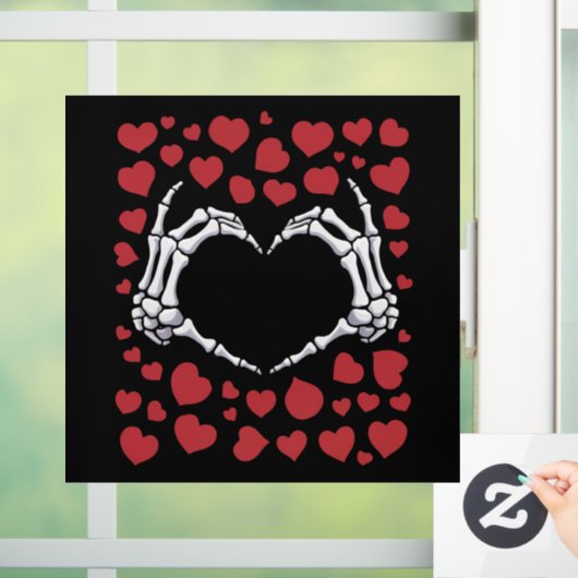 Skeleton Hand Herz Funny Bones Valentinstag Fensteraufkleber (Zuhause)