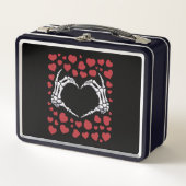 Skeleton Hand Herz Funny Bones Valentinstag Metall Brotdose (Vorderseite)