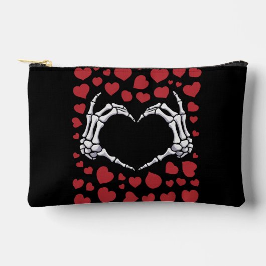 Skeleton Hand Herz Funny Bones Valentinstag Zubehörtasche (Vorderseite)