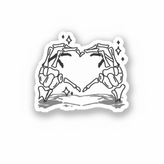 Skeleton Hand Herz Funny Design Aufkleber (Vorderseite)