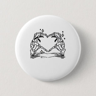 Skeleton Hand Herz Funny Design Button