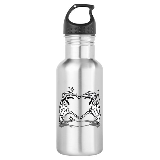 Skeleton Hand Herz Funny Design Edelstahlflasche (Vorderseite)