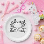 Skeleton Hand Herz Funny Design Pappteller (Party)
