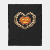 Skeleton Hand Herz mit Kürbiskürbis Niedliche Spoo Fleecedecke (Vorderseite)