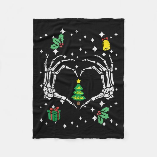 Skeleton Hand Herz Weihnachtsbaum Weihnachtsmänner Fleecedecke (Vorderseite)