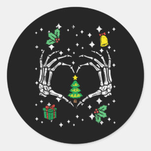 Skeleton Hand Herz Weihnachtsbaum Weihnachtsmänner Runder Aufkleber