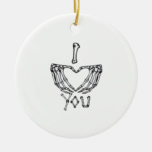 Skeleton Hand Herzmachen Keramik Ornament (Vorne)