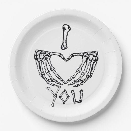 Skeleton Hand Herzmachen Pappteller (Vorderseite)