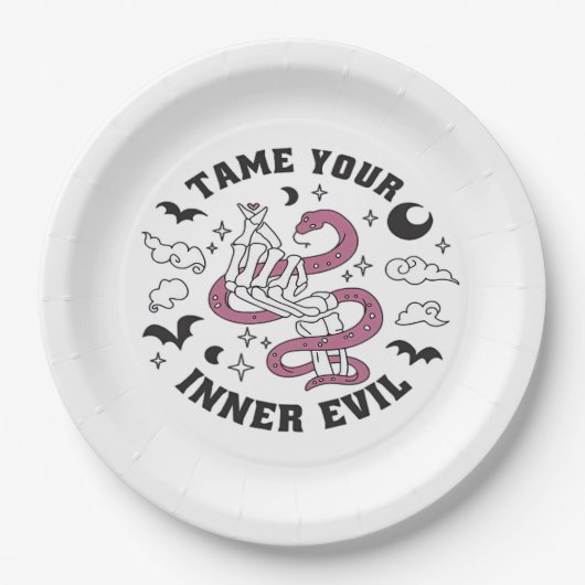 Skeleton Hand Herzmachen Pappteller (Vorderseite)