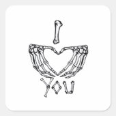 Skeleton Hand Herzmachen Quadratischer Aufkleber (Vorderseite)