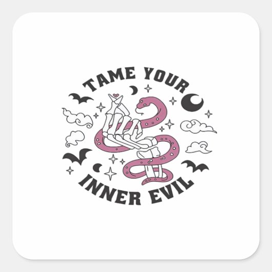 Skeleton Hand Herzmachen Quadratischer Aufkleber (Vorderseite)