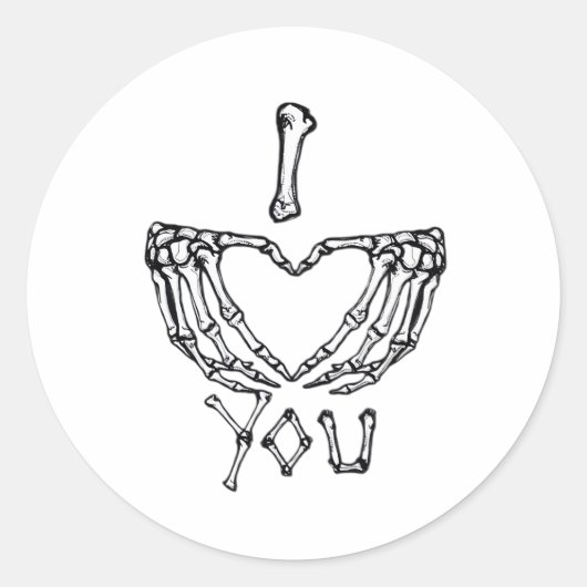 Skeleton Hand Herzmachen Runder Aufkleber (Vorderseite)