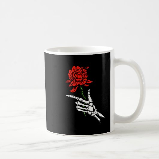 Skeleton Hand Holding A Red Rose  Kaffeetasse (Rechts)