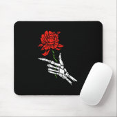 Skeleton Hand Holding A Red Rose Mousepad (Mit Mouse)