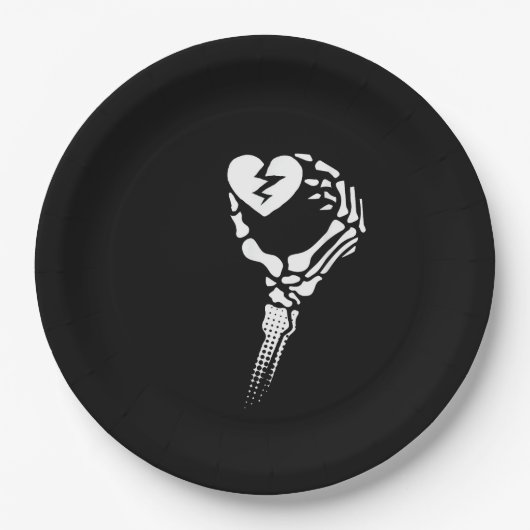 Skeleton Hand Holding Herz Pappteller (Vorderseite)