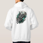 Skeleton Hand Holding Money - Bold Minimalistisch Hoodie (Rückseite)