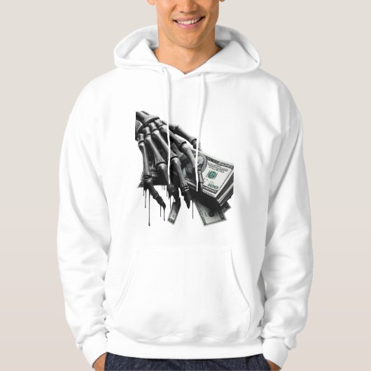 Skeleton Hand Holding Money - Bold Minimalistisch Hoodie (Vorderseite)