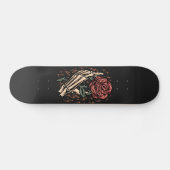 Skeleton Hand Holding Rose Blume Gothic Floral Skateboard (Horizontal)