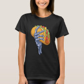 Skeleton Hand Holding Taco Dia de Los Muertos Hall T-Shirt (Vorderseite)