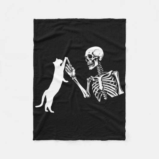 Skeleton Hand Kat Spaß Halloween Kostüm Sk Fleecedecke (Vorderseite)