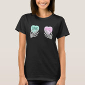 Skeleton Hand Love Bites Heart Happy Valentines Da T-Shirt (Vorderseite)