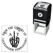 Skeleton Hand Middle Finger Library Book Name Init Permastempel (Beispiel)