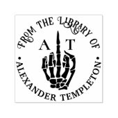 Skeleton Hand Middle Finger Library Book Name Init Permastempel (Design)