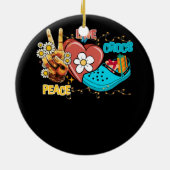 Skeleton Hand Peace Liebe Crocs Family Xmas Pajama Keramik Ornament (Hinten)