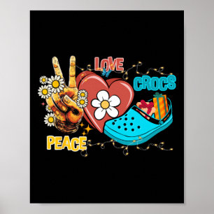 Skeleton Hand Peace Liebe Crocs Family Xmas Pajama Poster