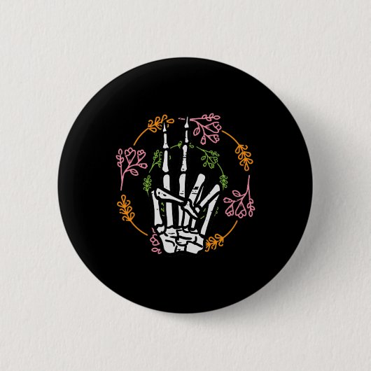 Skeleton Hand Peace Pocket Halloween Kostüme Männe Button (Vorderseite)