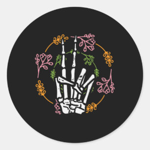Skeleton Hand Peace Pocket Halloween Kostüme Männe Runder Aufkleber