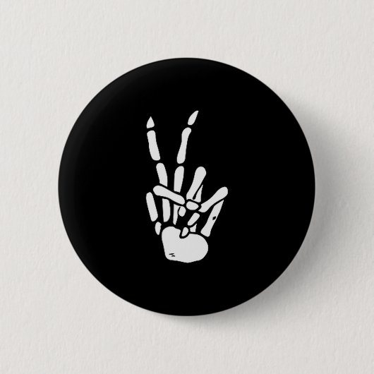 Skeleton Hand Peace Sign Bone Button (Vorderseite)