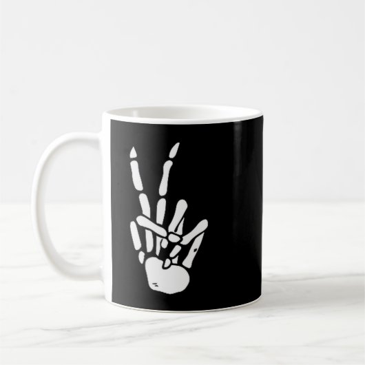 Skeleton Hand Peace Sign Bone Kaffeetasse (Links)