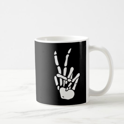 Skeleton Hand Peace Sign Bone Kaffeetasse (Rechts)