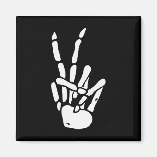 Skeleton Hand Peace Sign Bone Magnet (Vorne)