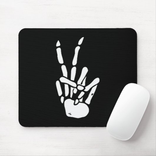 Skeleton Hand Peace Sign Bone Mousepad (Mit Mouse)