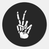 Skeleton Hand Peace Sign Bone Runder Aufkleber (Vorderseite)