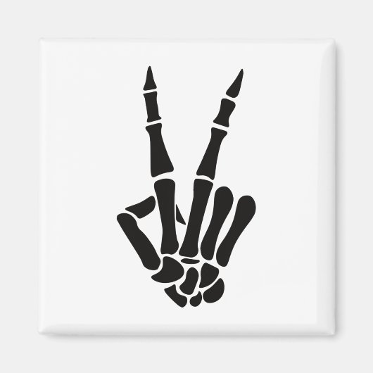 Skeleton Hand Peace Sign Bones Halloween Skelett Magnet (Vorne)