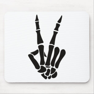 Skeleton Hand Peace Sign Bones Halloween Skelett Mousepad