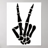 Skeleton Hand Peace Sign Bones Halloween Skelett Poster (Vorne)