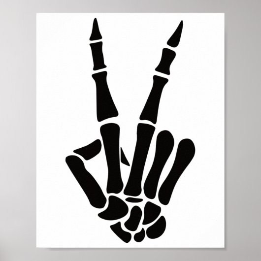 Skeleton Hand Peace Sign Bones Halloween Skelett Poster (Vorne)