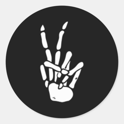 Skeleton Hand Peace Sign Bones Runder Aufkleber (Vorderseite)