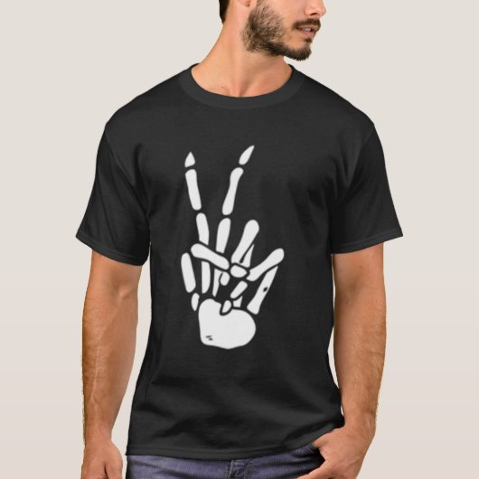 Skeleton Hand Peace Sign Bones T-Shirt (Vorderseite)